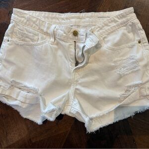 Frame Le Grand Garçon Denim White Distressed Jean Shorts